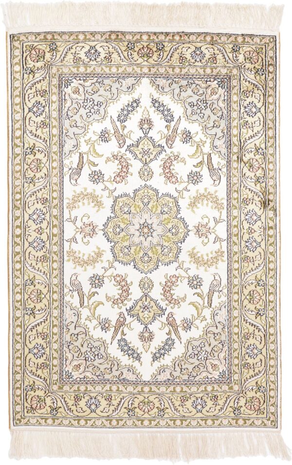 Qom Oriental Rug 63 × 90 cm, Silk, hand-knotted