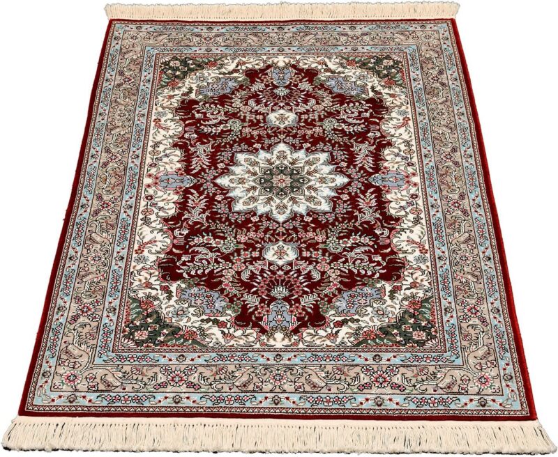 Qom Oriental Rug 80 × 124 cm, Silk, Red/Orange, hand-knotted — view 2