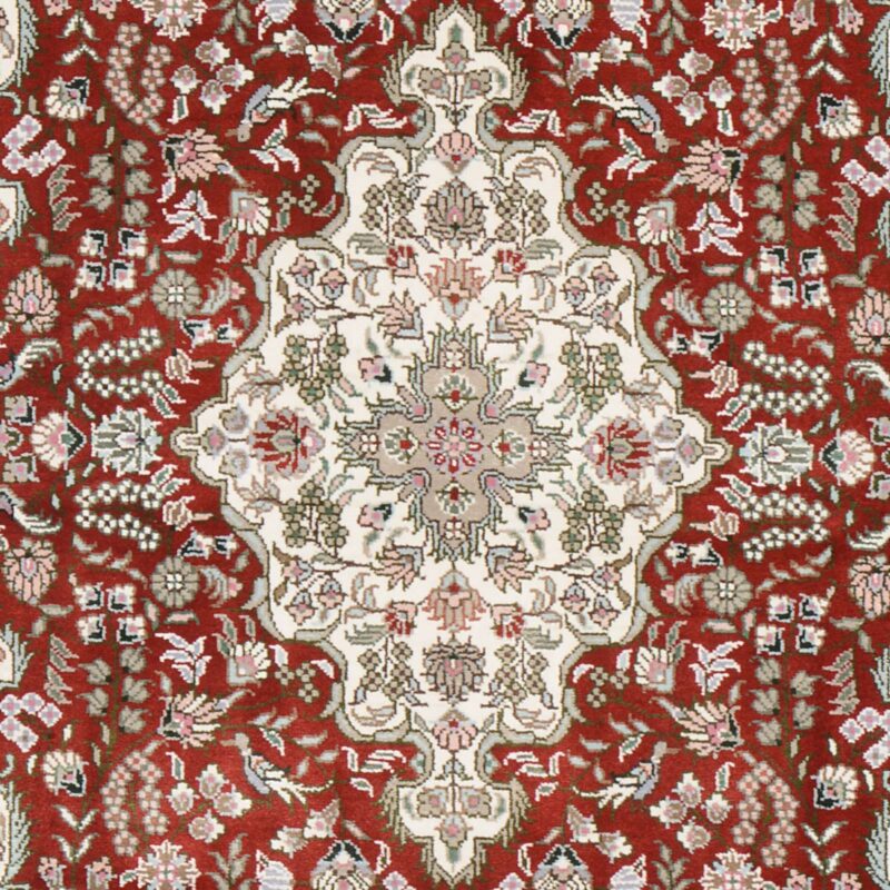 Qom Oriental Rug 80 × 124 cm, Silk, Red/Orange, hand-knotted — view 4