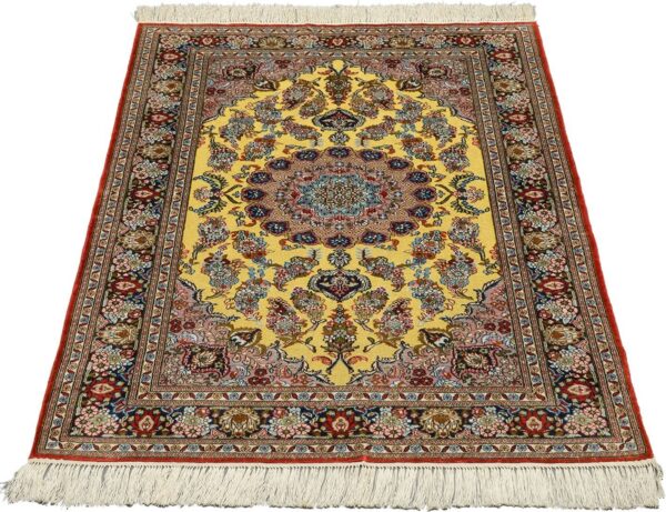 Qom Oriental Rug 94 × 150 cm, Silk, Multicolor, hand-knotted — view 2