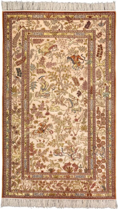 Qom Oriental Rug 94 × 154 cm, Silk, hand-knotted