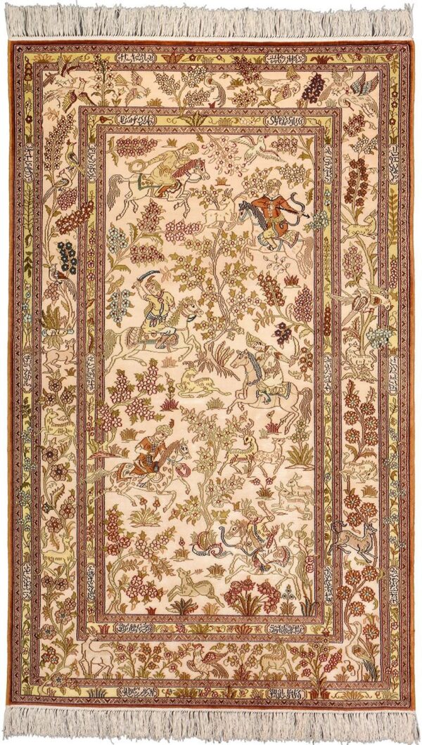 Qom Oriental Rug 94 × 154 cm, Silk, hand-knotted