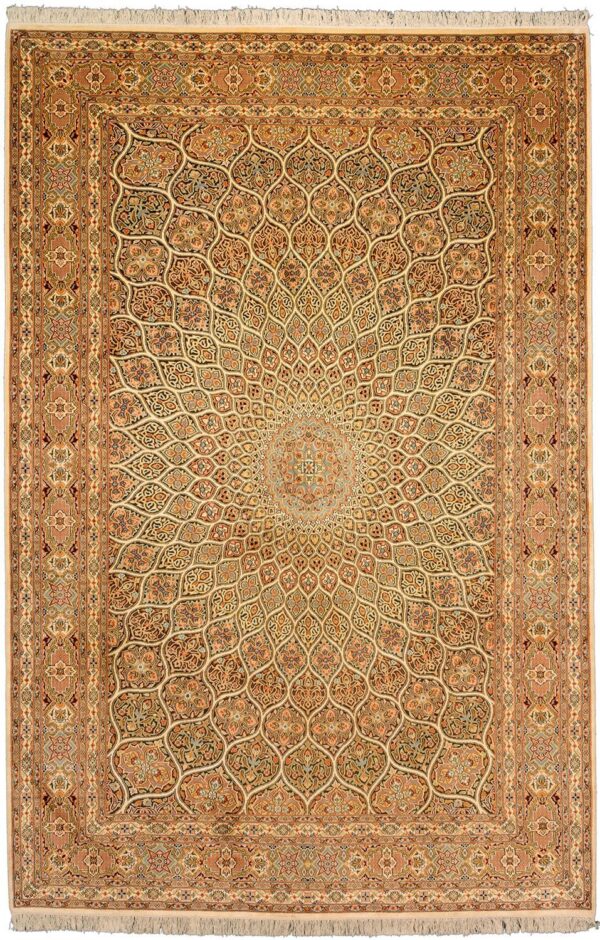 Kashmir Oriental Rug 129 × 279 cm, Silk, hand-knotted