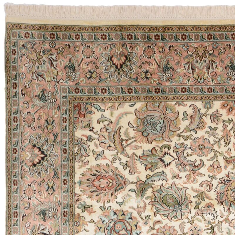 Kashmir Oriental Rug 190 × 276 cm, Silk, White/Beige, hand-knotted — view 6