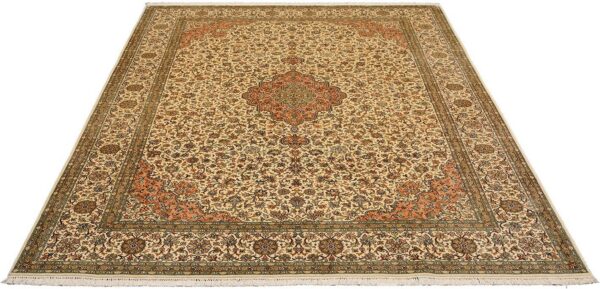 Kashmir Oriental Rug 221 × 313 cm, Silk, hand-knotted, pastel — view 2 Kashmir Oriental Rug 221 × 313 cm, Silk, hand-knotted, pastel — view 2
