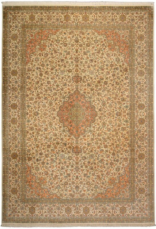 Kashmir Oriental Rug 221 × 313 cm, Silk, hand-knotted, pastel Kashmir Oriental Rug 221 × 313 cm, Silk, hand-knotted, pastel