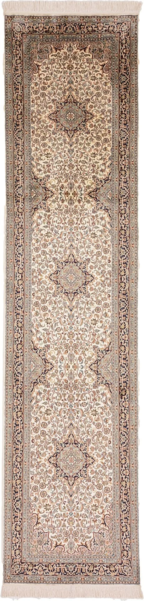 Kashmir Oriental Rug 78 × 322 cm, Silk, hand-knotted