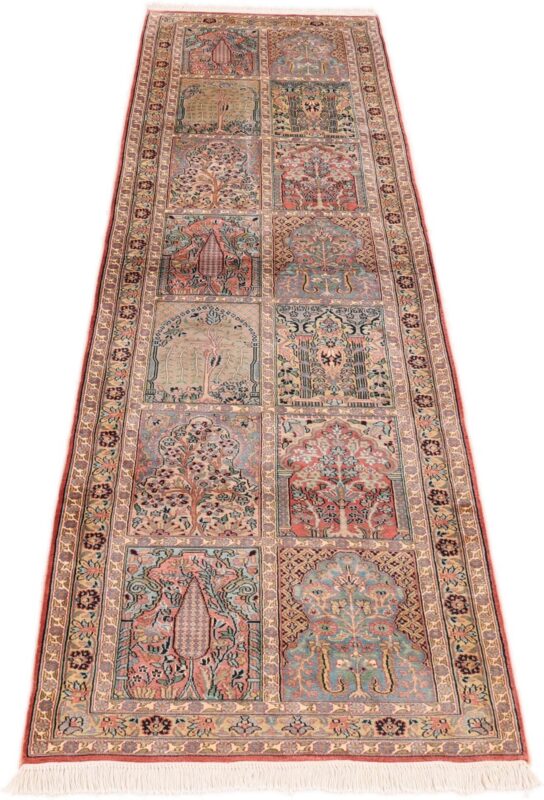 Kashmir Oriental Rug 85 × 308 cm, Silk, hand-knotted — view 2