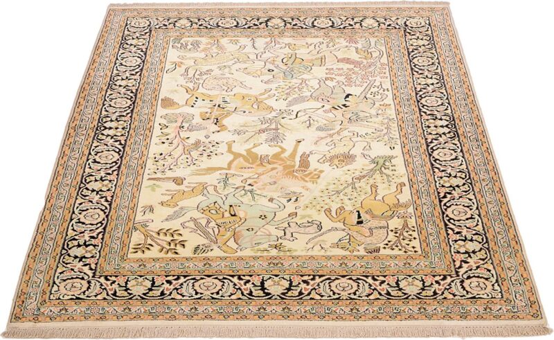 Kashmir Oriental Rug 143 × 207 cm, Silk, hand-knotted, refined — view 3