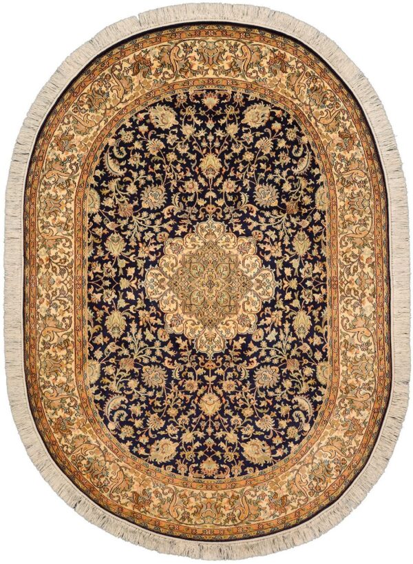 Kashmir Oriental Rug 150 × 214 cm, Silk, hand-knotted