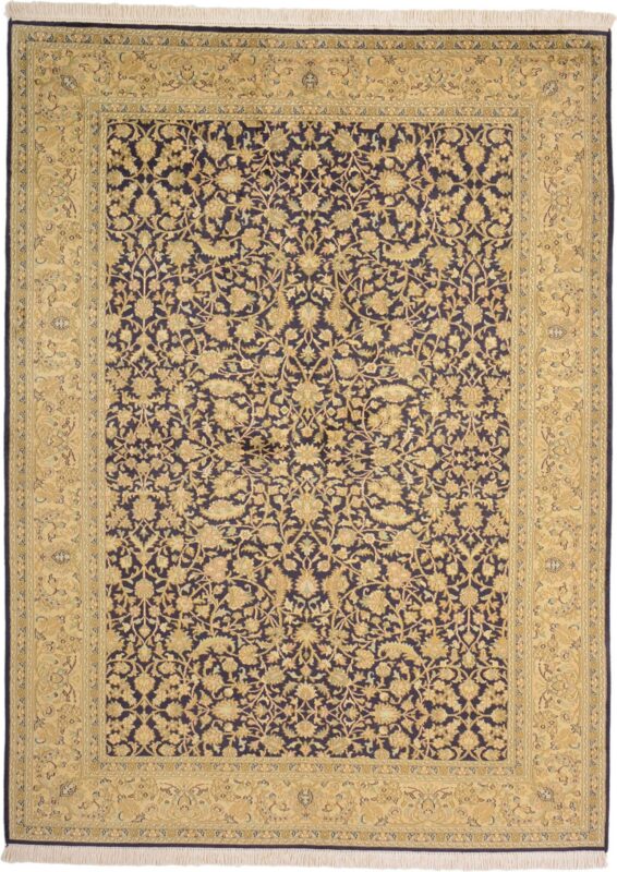 Kashmir Oriental Rug 154 × 208 cm, Silk, hand-knotted, pastel