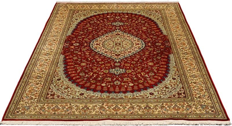 Kashmir Oriental Rug 169 × 255 cm, Silk, hand-knotted, pastel — view 2 Kashmir Oriental Rug 169 × 255 cm, Silk, hand-knotted, pastel — view 2