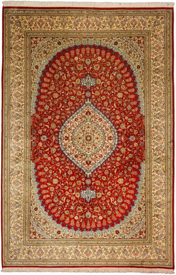 Kashmir Oriental Rug 169 × 255 cm, Silk, hand-knotted, pastel Kashmir Oriental Rug 169 × 255 cm, Silk, hand-knotted, pastel