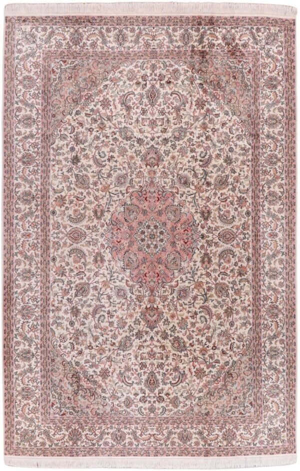 Kashmir Oriental Rug 183 × 277 cm, Silk, hand-knotted, patina