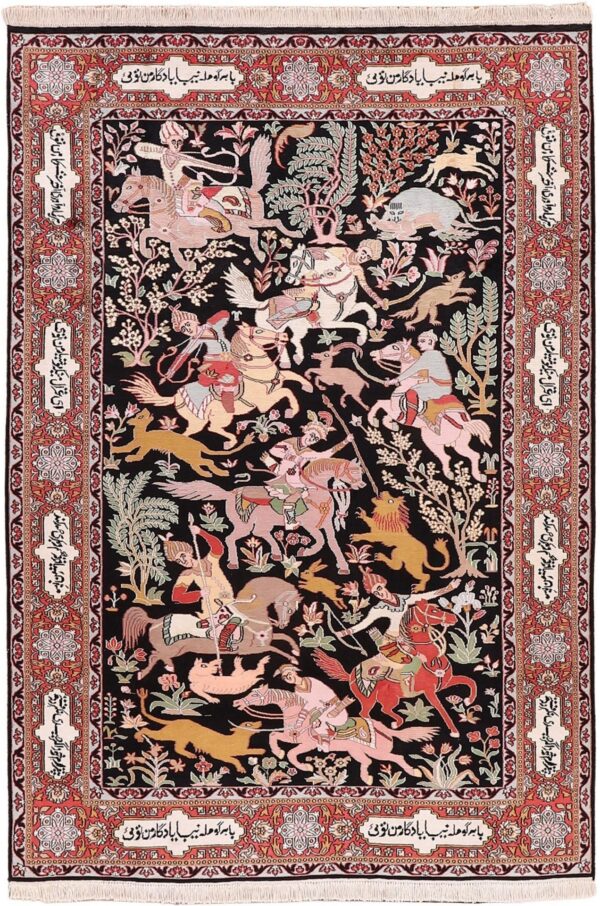 Kashmir Oriental Rug 186 × 267 cm, Silk, hand-knotted