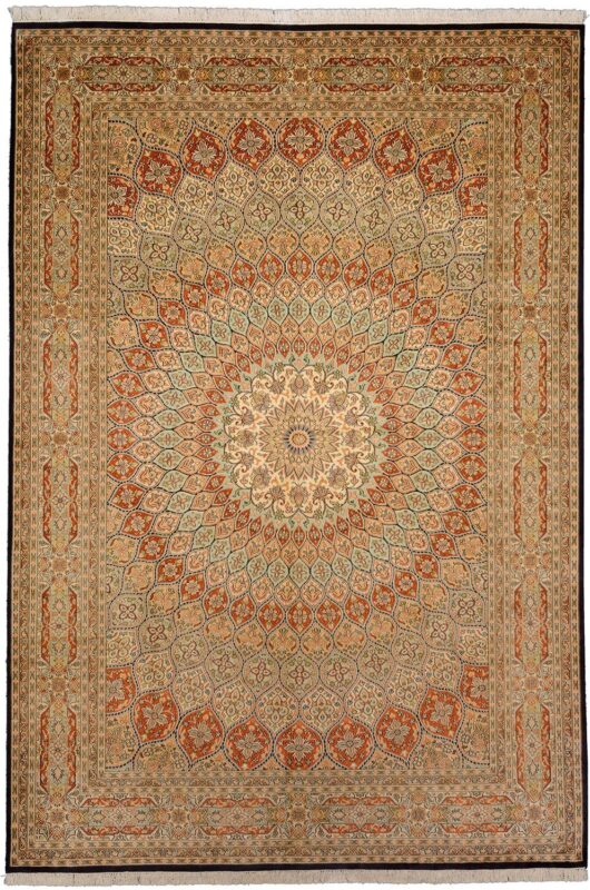 Kashmir Oriental Rug 190 × 275 cm, Silk, hand-knotted