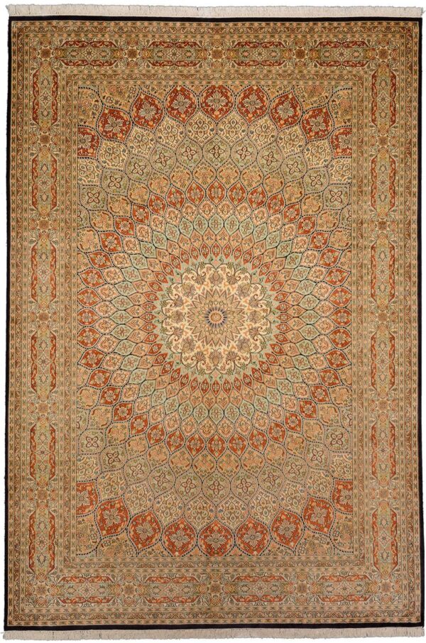 Kashmir Oriental Rug 190 × 275 cm, Silk, hand-knotted