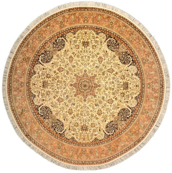 Kashmir Oriental Rug 210 × 211 cm, Silk, hand-knotted Kashmir Oriental Rug 210 × 211 cm, Silk, hand-knotted