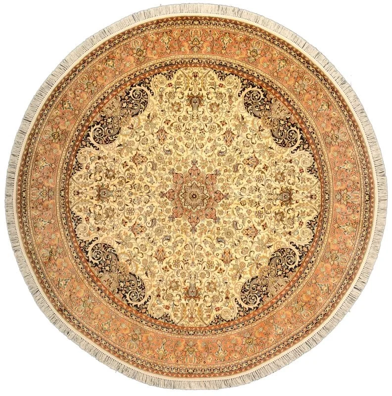 Kashmir Oriental Rug 210 × 211 cm, Silk, hand-knotted Kashmir Oriental Rug 210 × 211 cm, Silk, hand-knotted
