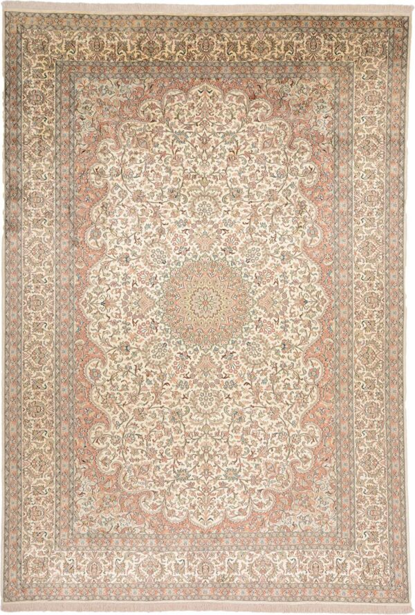 Kashmir Oriental Rug 212 × 307 cm, Silk, hand-knotted