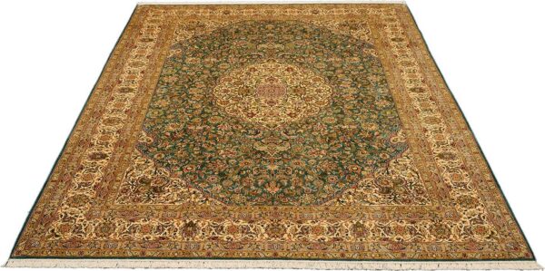 Kashmir Oriental Rug 216 × 313 cm, Silk, White/Beige, hand-knotted — view 2