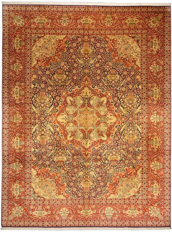 Kashmir Oriental Rug 274 × 365 cm, Silk, hand-knotted