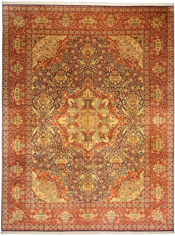 Kashmir Oriental Rug 274 × 365 cm, Silk, hand-knotted
