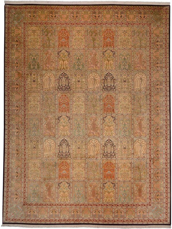 Kashmir Oriental Rug 276 × 361 cm, Silk, Red/Orange, hand-knotted