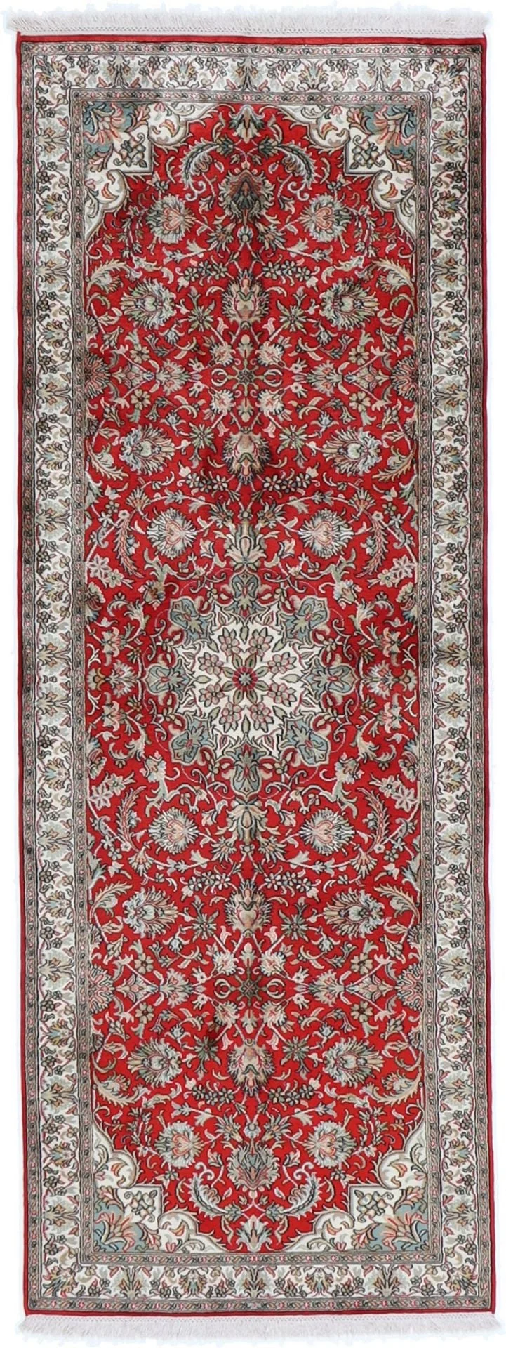 Kashmir Oriental Rug 79 × 215 cm, Silk, hand-knotted