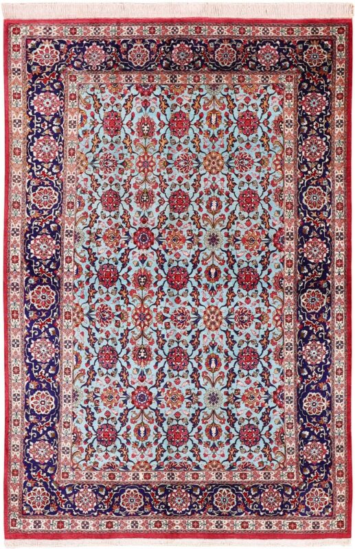 Qom Persian Rug 135 × 200 cm, Silk, hand-knotted Qom Persian Rug 135 × 200 cm, Silk, hand-knotted