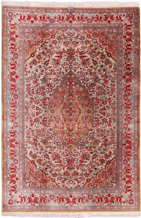Qom Persian Rug 212 × 318 cm, Silk, hand-knotted