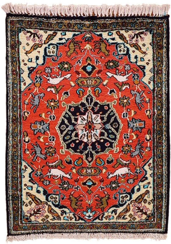 Qom Persian Rug 58 × 78 cm, Silk, hand-knotted, exclusive