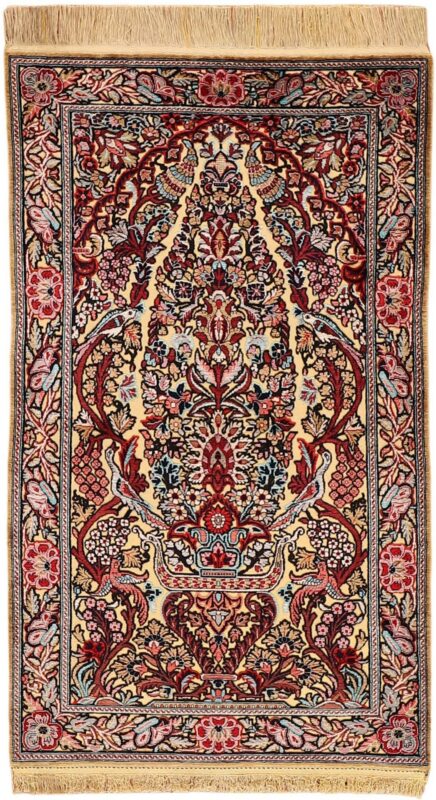 Qom Persian Rug 77 × 133 cm, Silk, hand-knotted