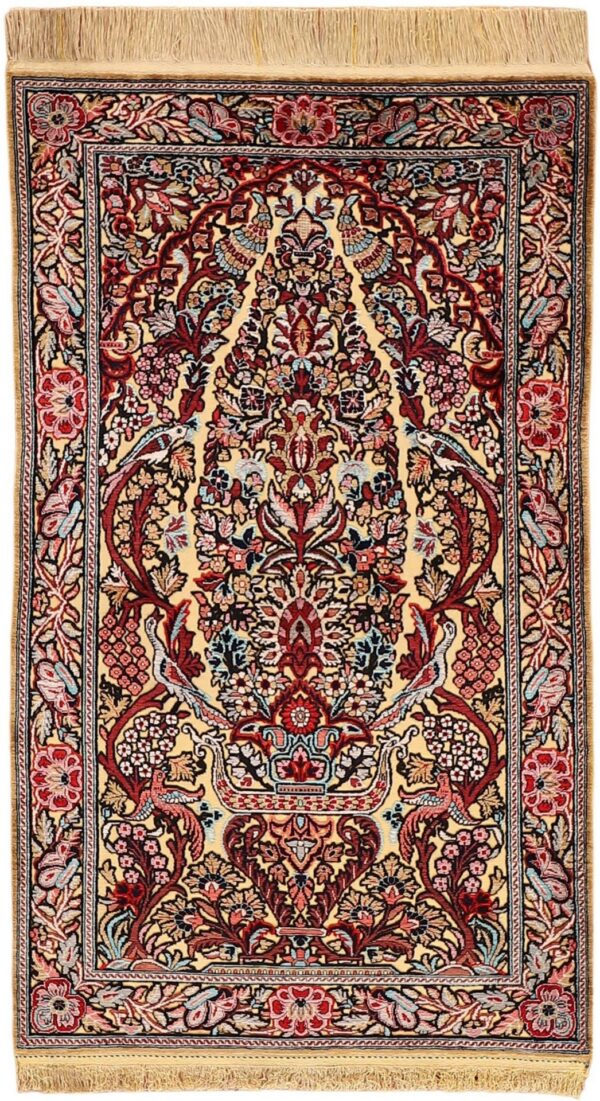 Qom Persian Rug 77 × 133 cm, Silk, hand-knotted