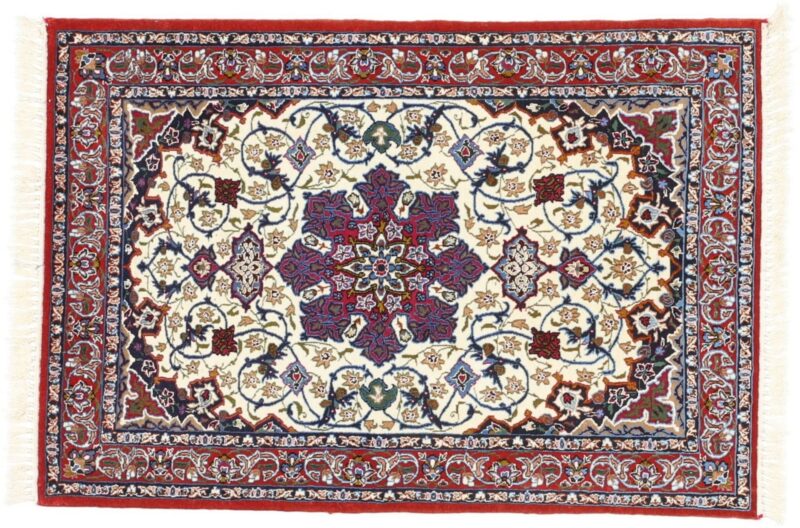 Isfahan Persian Rug 70 × 98 cm, Wool and Silk, hand-knotted