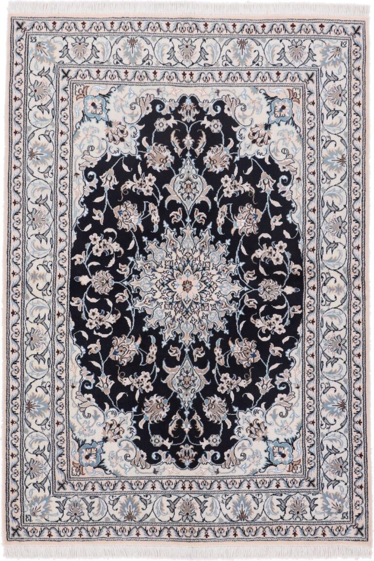 Nain Persian Rug 147 × 208 cm, Wool and Silk, hand-knotted