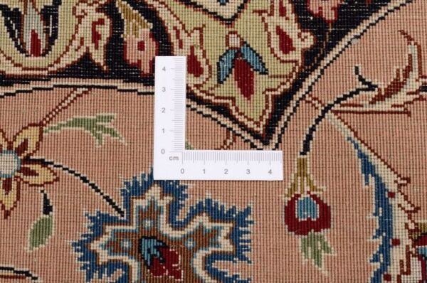 Tabriz Persian Rug 200 × 200 cm, Wool and Silk, Red/Orange, hand-knotted — view 3